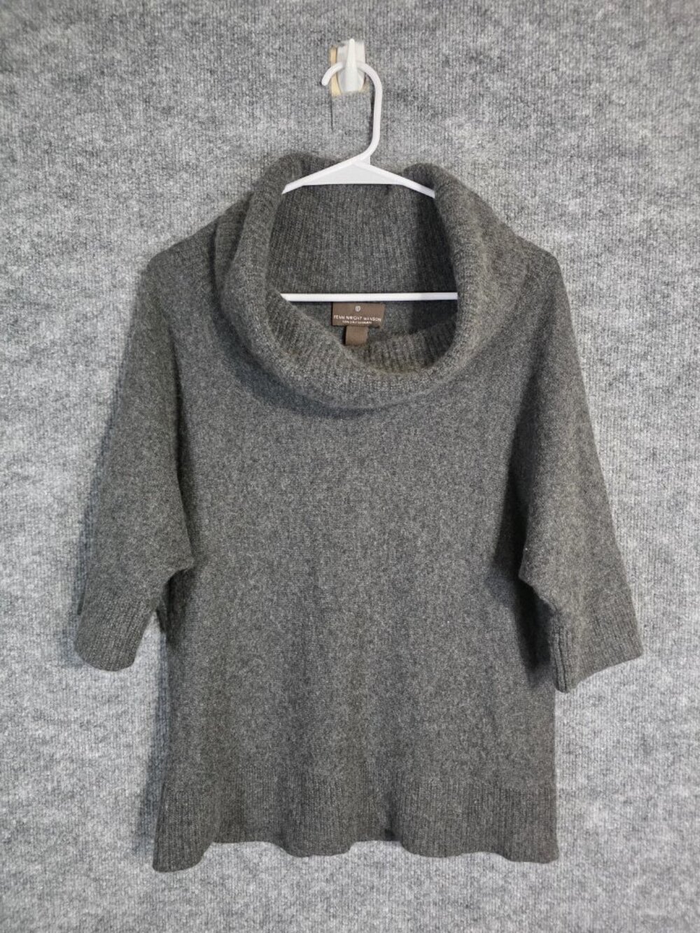 Fenn Wright Manson Sweater Womens M Gray 100% Cashmere Cowl Neck Short Sleeve
